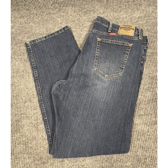 Wrangler Jeans Men 40x32 Blue Denim Pants Straight Leg Cotton Regular Fit Mexico - Picture 1 of 16